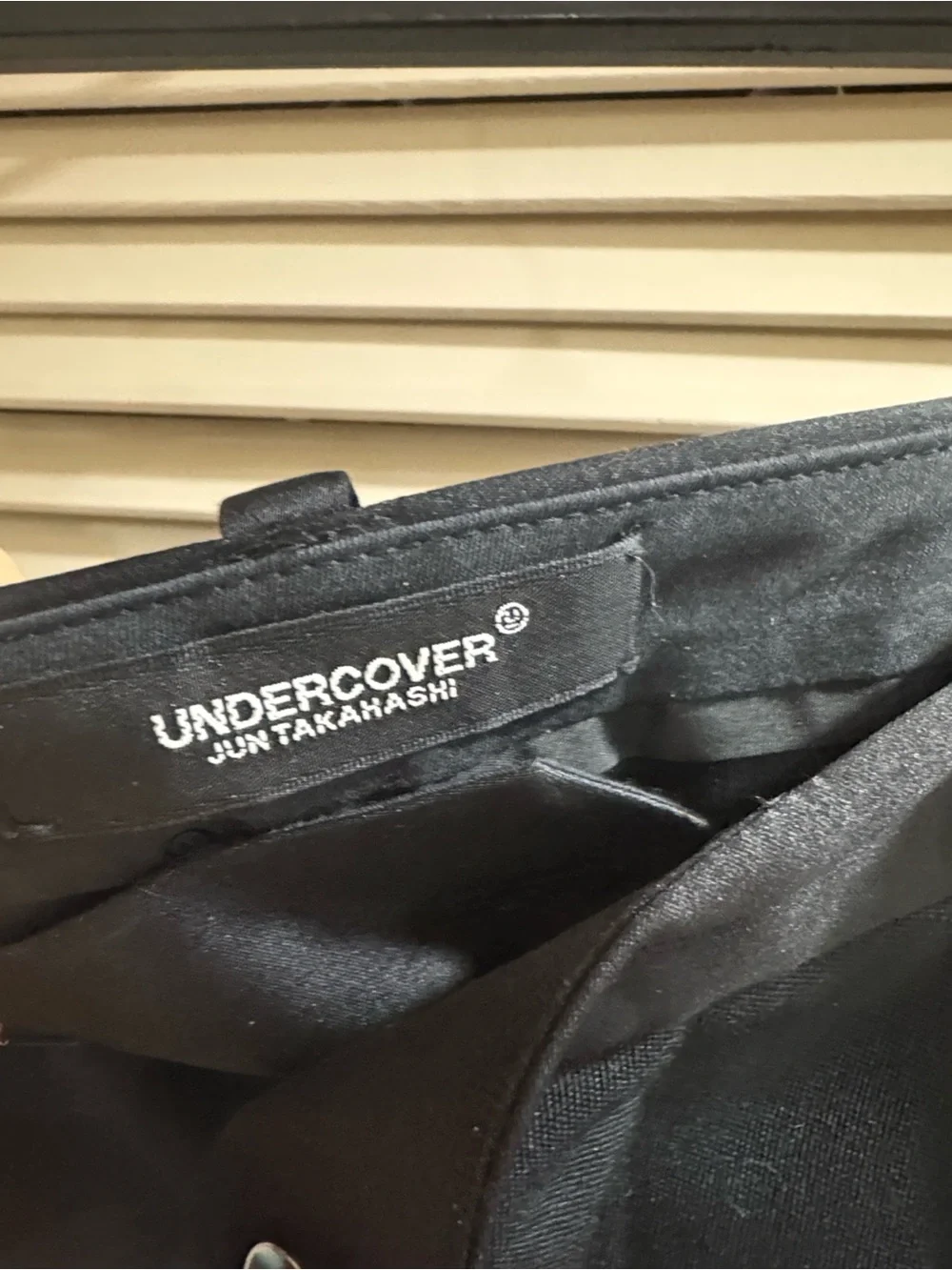 Undercover Black Wide-Leg Pants with White Cuffs